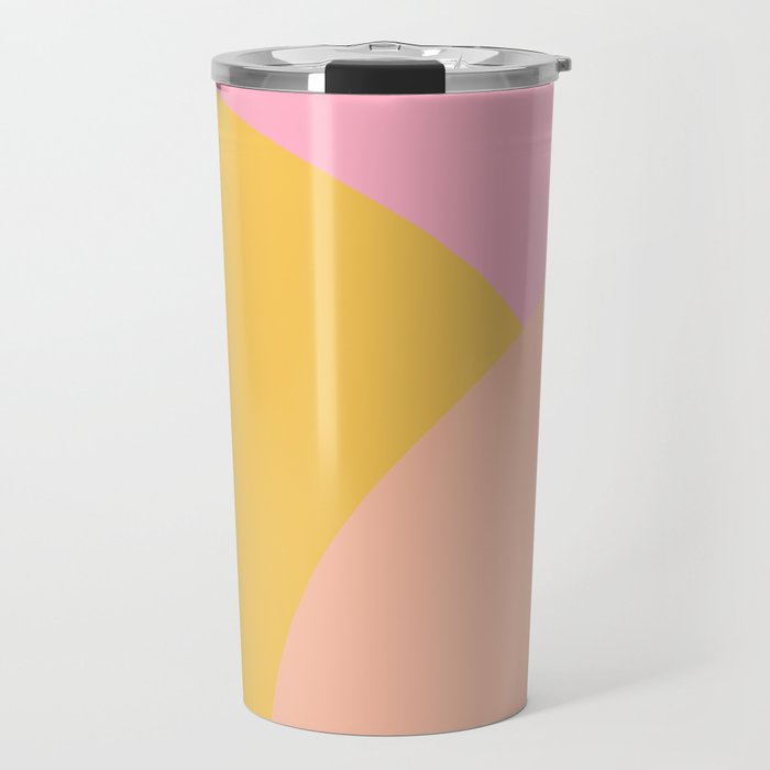 Soft Summer Pink and Mustard Minimalist Abstract Travel Mug Gallery Image 1