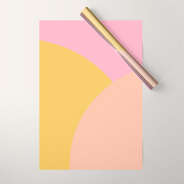 Soft Summer Pink and Mustard Minimalist Abstract Wrapping Paper Gallery Image 1