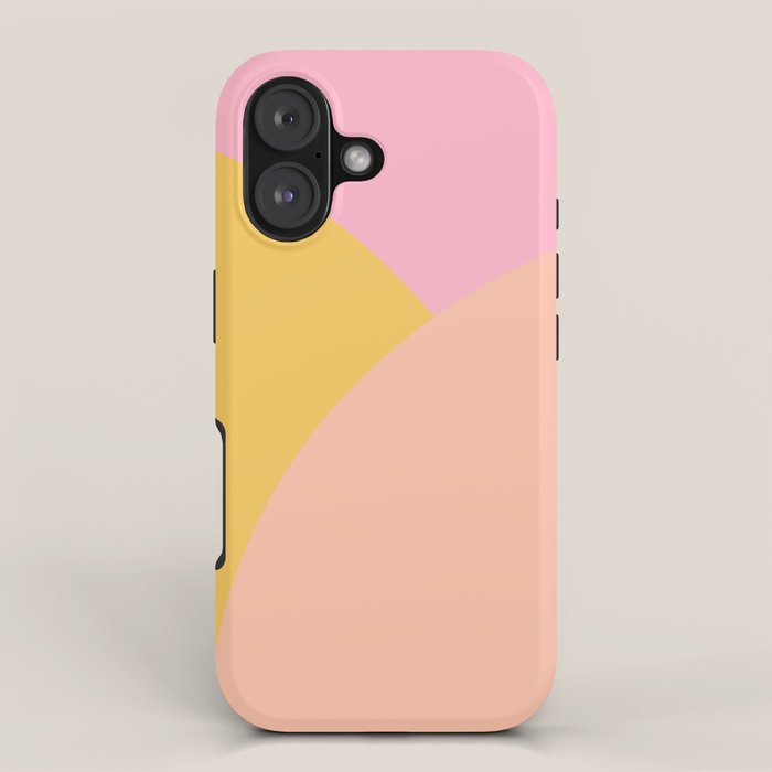 Soft Summer Pink and Mustard Minimalist Abstract iPhone Case Gallery Image 1