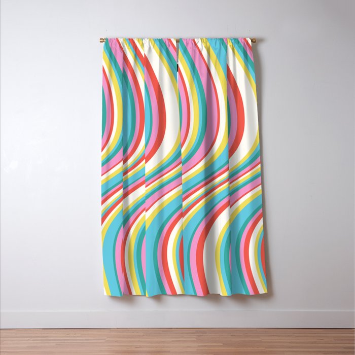  Wavy Stripes II - 60s Candy Rainbow Window Curtain Gallery Image 3