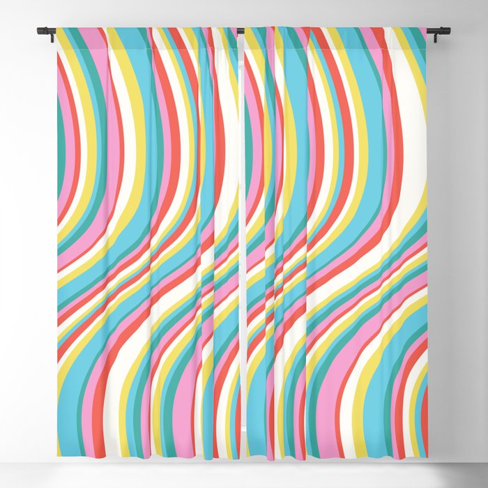  Wavy Stripes II - 60s Candy Rainbow Window Curtain Gallery Image 5