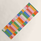 Long Blocks Colorful Retro Modern Geometric Checked Pattern 2 Pink Blue Orange Green Yoga Mat Gallery Image 1