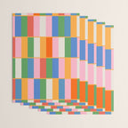 Long Blocks Colorful Retro Modern Geometric Checked Pattern 2 Pink Blue Orange Green Wrapping Paper Gallery Image 3