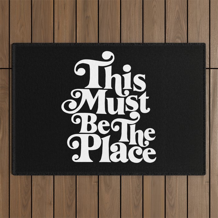 This Must Be The Place - Black & White Outdoor Rug Gallery Image 1