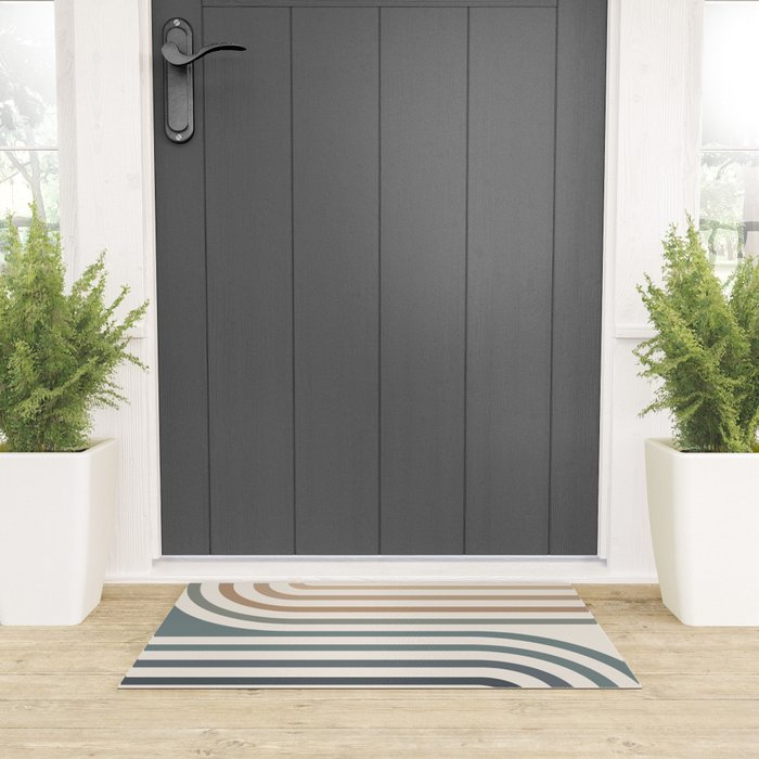 Bold Curvature Stripes II Welcome Mat Gallery Image 3