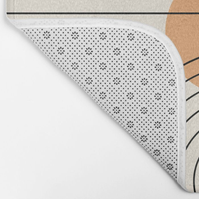 Geometric Lines in Black and Beige 14 (Rainbow and Sun Abstraction) Bath Mat Gallery Image 2