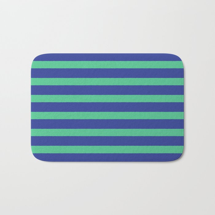 Simple Stripes Pattern - Navy Green Bath Mat Gallery Image 1