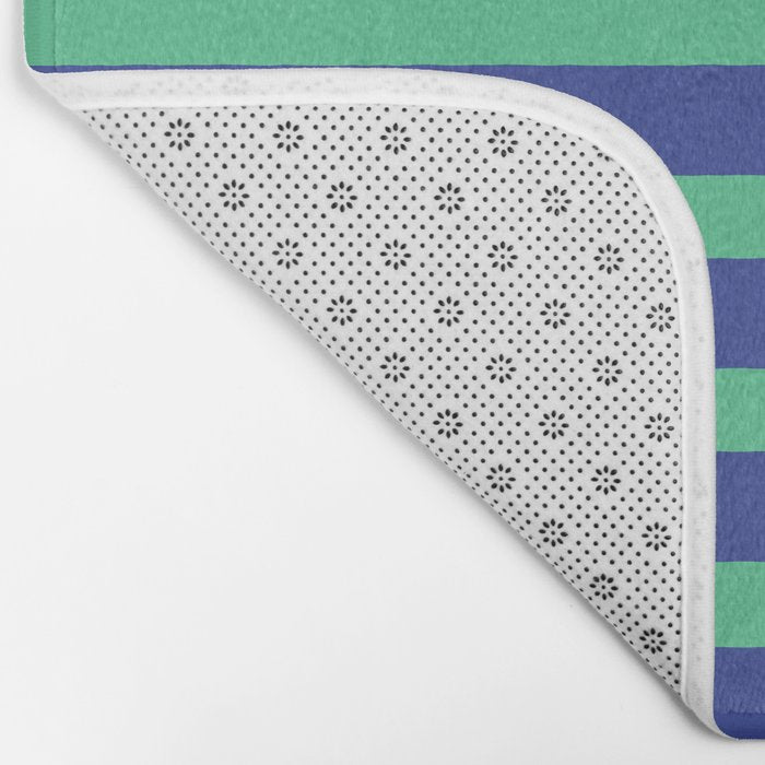 Simple Stripes Pattern - Navy Green Bath Mat Gallery Image 2
