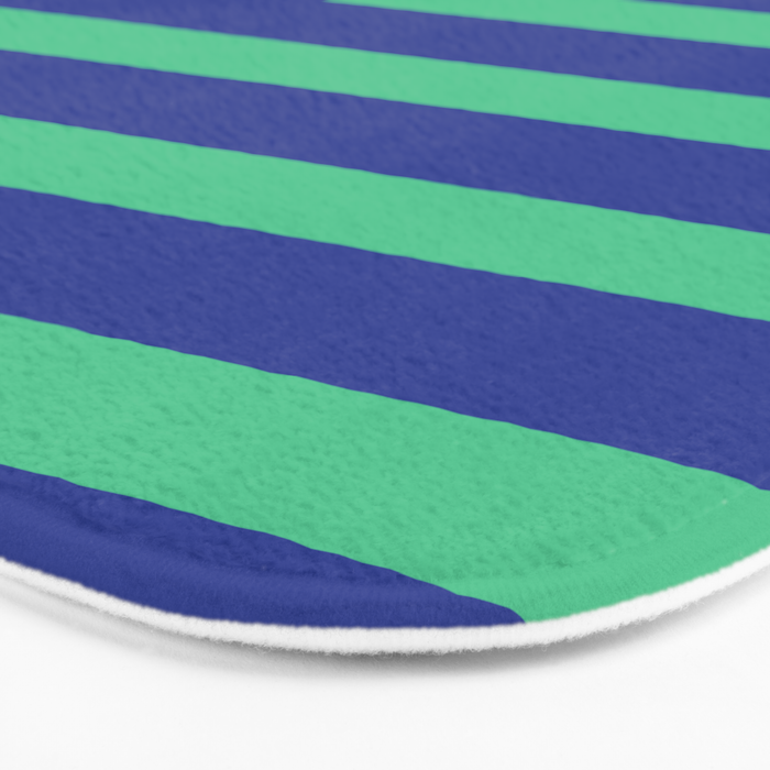 Simple Stripes Pattern - Navy Green Bath Mat Gallery Image 3