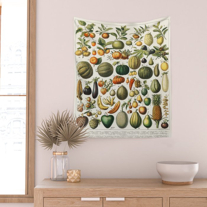 Vintage Scientific Illustration Fruits Botanical Floral Lithograph Encyclopaedia Diagrams  Wall Tapestry Gallery Image 2