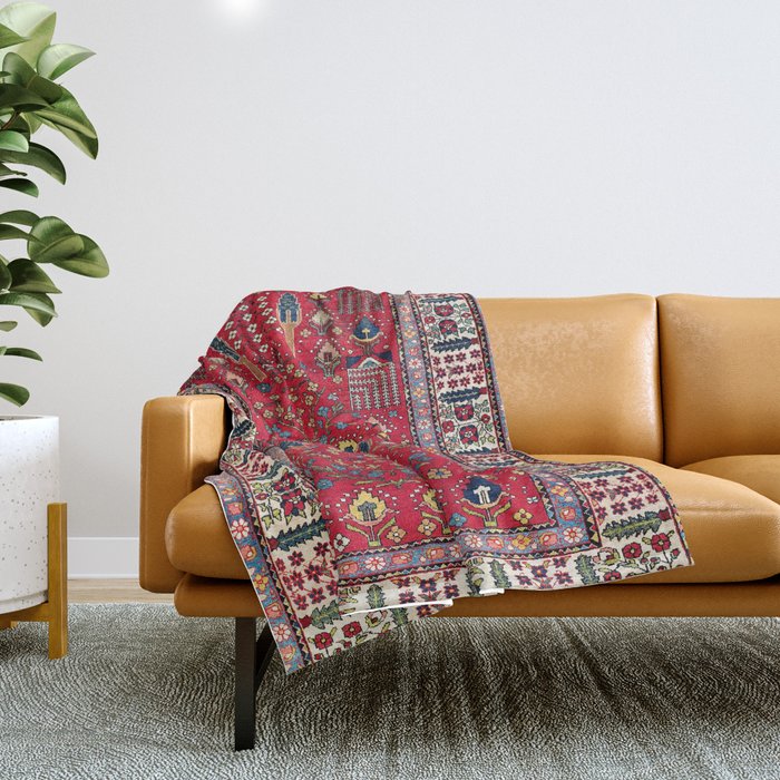 Bakhtiari Central Persian Garden Print Throw Blanket Gallery Image 1