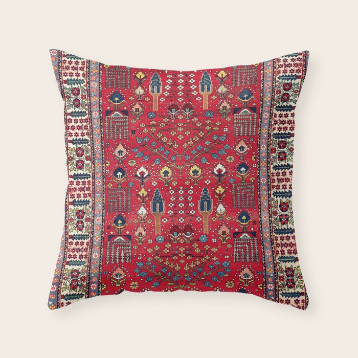 Bakhtiari Central Persian Garden Print Throw Pillow Gallery Image 1