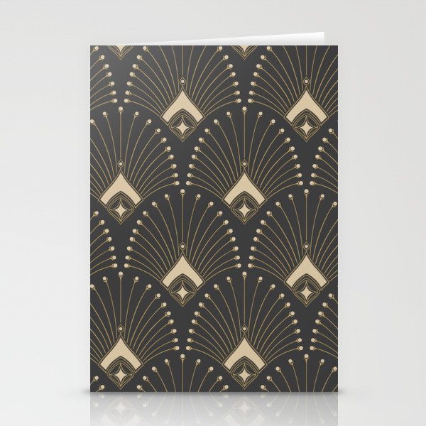 Gatsby Art Deco Gold Palm On Dark Background Stationery Card Gallery Image 1