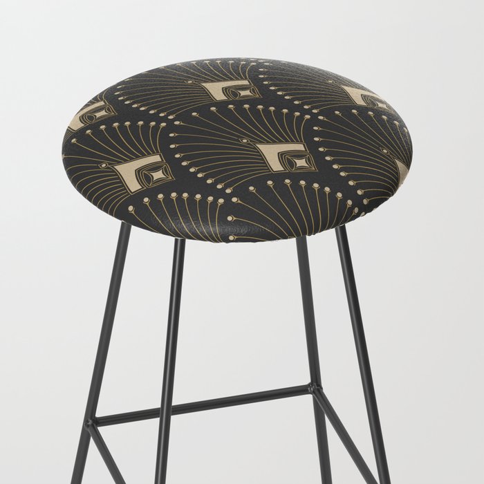 Gatsby Art Deco Gold Palm On Dark Background Stool Gallery Image 2