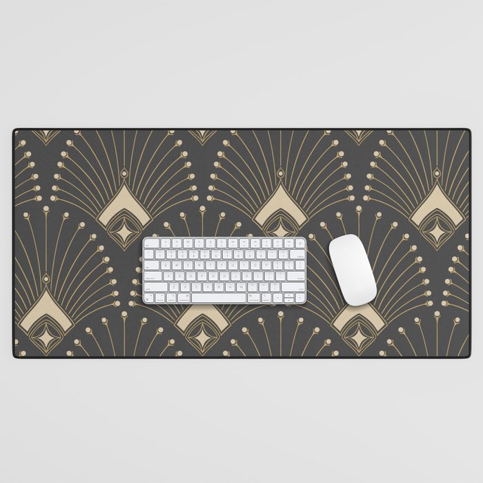 Gatsby Art Deco Gold Palm On Dark Background Desk Mat Gallery Image 1