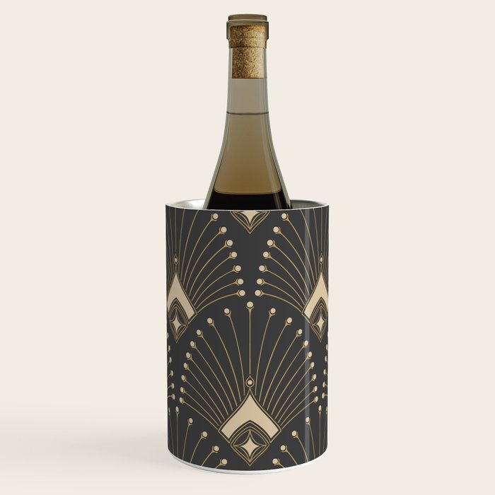 Gatsby Art Deco Gold Palm On Dark Background Wine Chiller Gallery Image 3