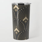 Gatsby Art Deco Gold Palm On Dark Background Travel Mug Gallery Image 1