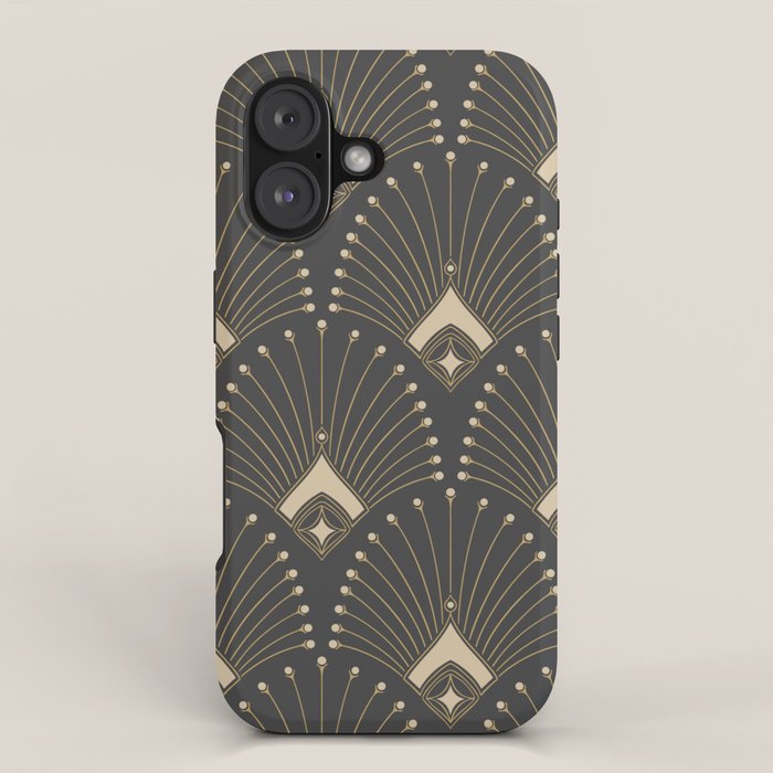 Gatsby Art Deco Gold Palm On Dark Background iPhone Case Gallery Image 1