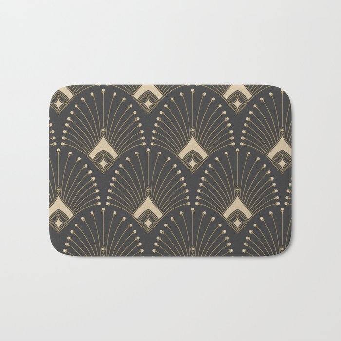 Gatsby Art Deco Gold Palm On Dark Background Bath Mat Gallery Image 1