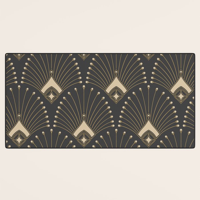 Gatsby Art Deco Gold Palm On Dark Background Desk Mat Gallery Image 3