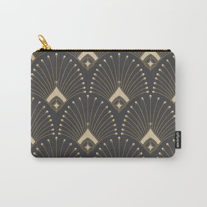 Gatsby Art Deco Gold Palm On Dark Background Carry All Pouch Gallery Image 1