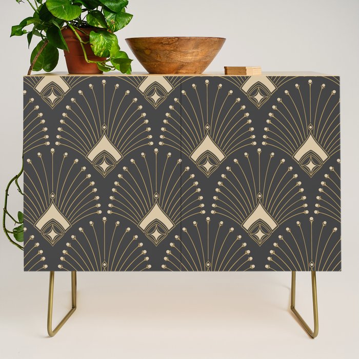 Gatsby Art Deco Gold Palm On Dark Background Credenza Gallery Image 1