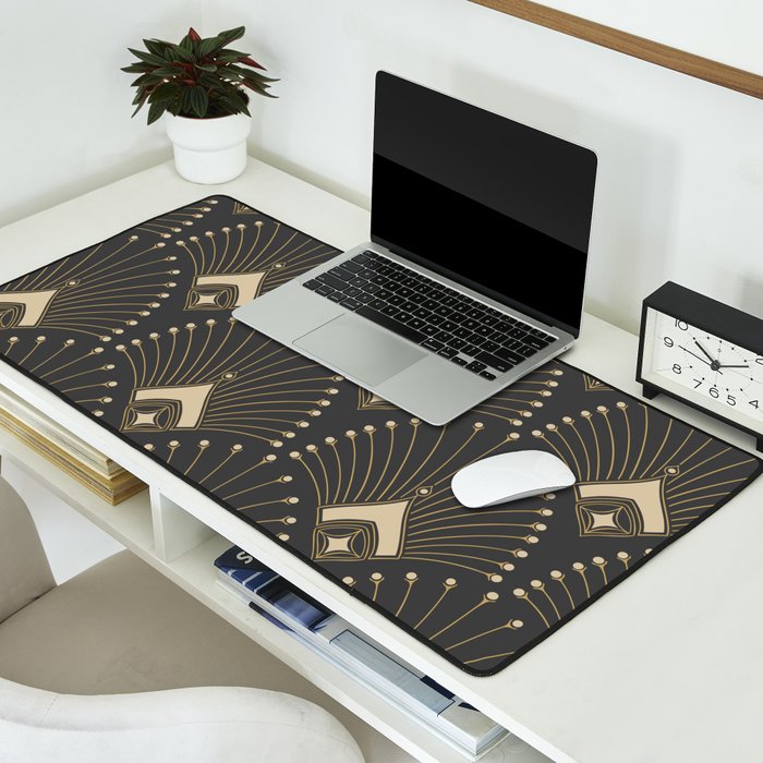 Gatsby Art Deco Gold Palm On Dark Background Desk Mat Gallery Image 2