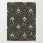Gatsby Art Deco Gold Palm On Dark Background Poster Gallery Image 4