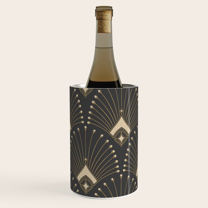 Gatsby Art Deco Gold Palm On Dark Background Wine Chiller Gallery Image 1