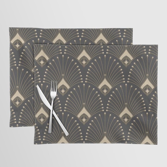 Gatsby Art Deco Gold Palm On Dark Background Placemat Gallery Image 1