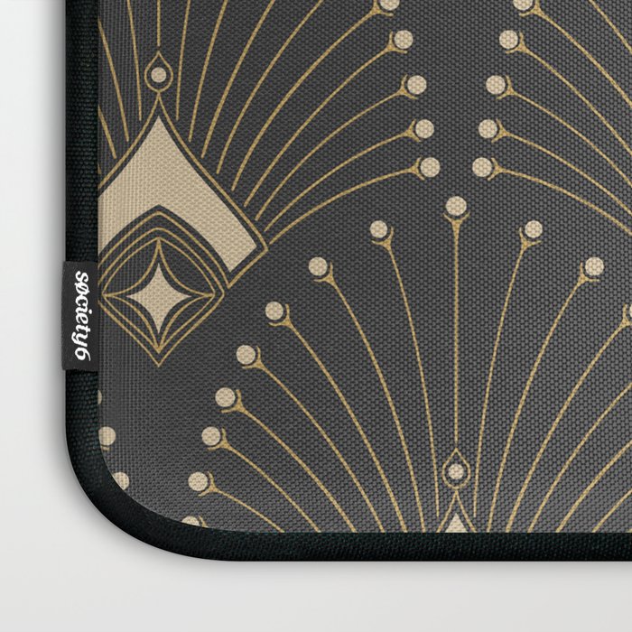 Gatsby Art Deco Gold Palm On Dark Background Laptop Sleeve Gallery Image 3