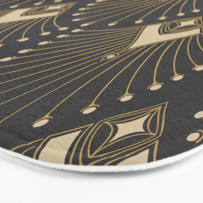 Gatsby Art Deco Gold Palm On Dark Background Bath Mat Gallery Image 3