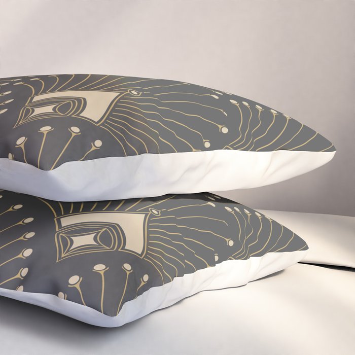 Gatsby Art Deco Gold Palm On Dark Background Pillow Sham Gallery Image 3