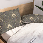 Gatsby Art Deco Gold Palm On Dark Background Pillow Sham Gallery Image 2