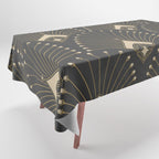 Gatsby Art Deco Gold Palm On Dark Background Tablecloth Gallery Image 1