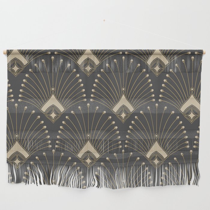 Gatsby Art Deco Gold Palm On Dark Background Wall Hanging Gallery Image 1