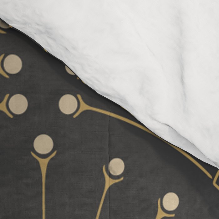 Gatsby Art Deco Gold Palm On Dark Background Comforter Gallery Image 4