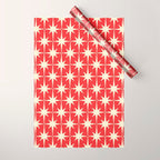 Atomic Age Starbursts - Midcentury Modern Pattern in Cream and Retro Christmas Red Wrapping Paper Gallery Image 1