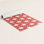 Atomic Age Starbursts - Midcentury Modern Pattern in Cream and Retro Christmas Red Yoga Mat Gallery Image 2