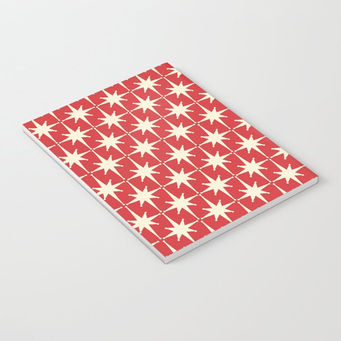 Atomic Age Starbursts - Midcentury Modern Pattern in Cream and Retro Christmas Red Notebook Gallery Image 3