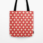 Atomic Age Starbursts - Midcentury Modern Pattern in Cream and Retro Christmas Red Tote Bag Gallery Image 1