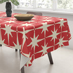 Atomic Age Starbursts - Midcentury Modern Pattern in Cream and Retro Christmas Red Tablecloth Gallery Image 3