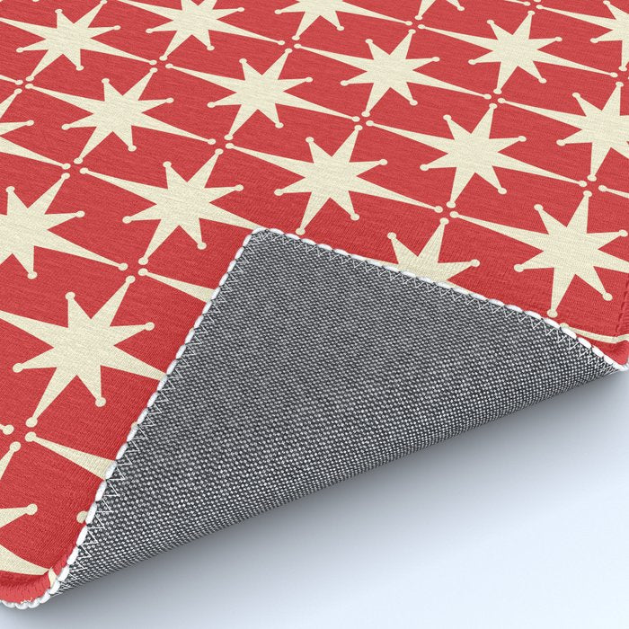 Atomic Age Starbursts - Midcentury Modern Pattern in Cream and Retro Christmas Red Rug Gallery Image 4