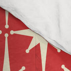 Atomic Age Starbursts - Midcentury Modern Pattern in Cream and Retro Christmas Red Comforter Gallery Image 4