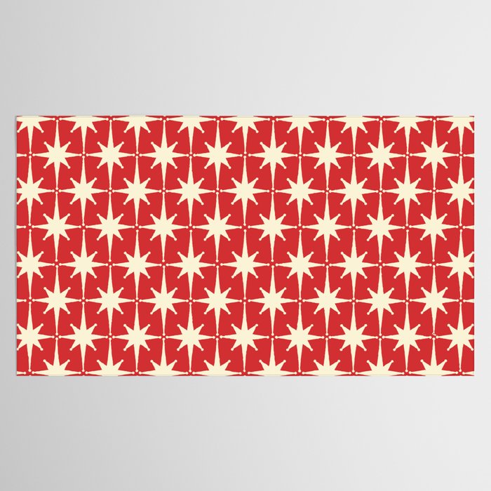 Atomic Age Starbursts - Midcentury Modern Pattern in Cream and Retro Christmas Red Tablecloth Gallery Image 2