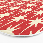 Atomic Age Starbursts - Midcentury Modern Pattern in Cream and Retro Christmas Red Bath Mat Gallery Image 3