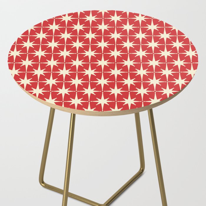 Atomic Age Starbursts - Midcentury Modern Pattern in Cream and Retro Christmas Red Side Table Gallery Image 2