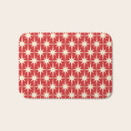 Atomic Age Starbursts - Midcentury Modern Pattern in Cream and Retro Christmas Red Bath Mat Gallery Image 1