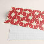 Atomic Age Starbursts - Midcentury Modern Pattern in Cream and Retro Christmas Red Wrapping Paper Gallery Image 2