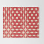 Atomic Age Starbursts - Midcentury Modern Pattern in Cream and Retro Christmas Red Throw Blanket Gallery Image 2